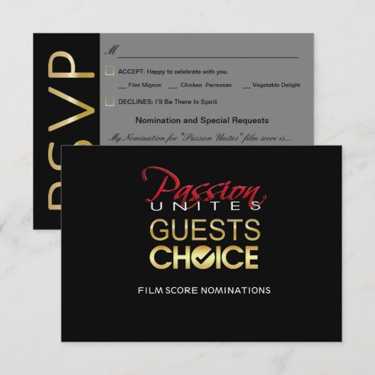 Antwoordkaart keuze gast RSVP Kaart (Voorkant / Achterkant)