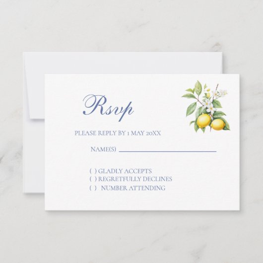 Antwoordkaart Lemon Wedding RSVP Kaartje (Voorkant)
