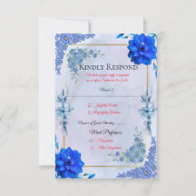 Antwoordkaart Marineblauw Aquarel Bruiloft