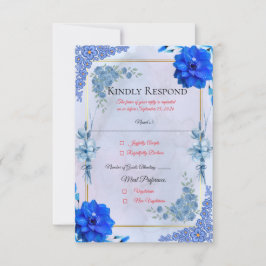 Antwoordkaart Marineblauw Aquarel Bruiloft RSVP Kaartje