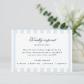 Antwoordkaart met blauwe strepen RSVP kaartje (Staand voorkant)
