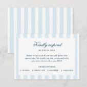 Antwoordkaart met blauwe strepen RSVP kaartje (Voorkant / Achterkant)