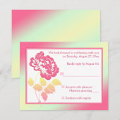 Antwoordkaart met gele en roze pioen kaart (Voorkant / Achterkant)