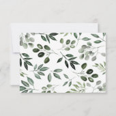 Antwoordkaart met groen blad groen boeket RSVP kaartje (Achterkant)