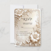 Antwoordkaart met ivoorkleurige bloemen RSVP kaartje (Voorkant)