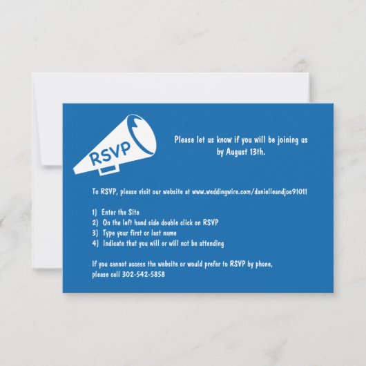 Antwoordkaart met megafoon RSVP kaartje (Voorkant)