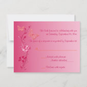 Antwoordkaart met oranje en roze vlinders RSVP kaartje (Achterkant)