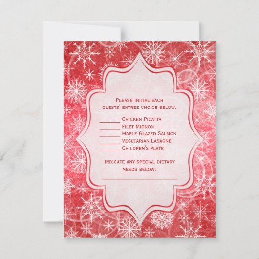 Antwoordkaart met rode en witte sneeuwvlokken kaart (Achterkant)