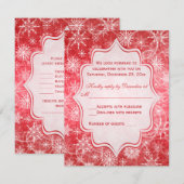 Antwoordkaart met rode en witte sneeuwvlokken kaart (Voorkant / Achterkant)