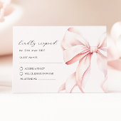 Antwoordkaart met roze lint Elegant RSVP Kaartje
