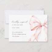 Antwoordkaart met Roze Strik Elegant RSVP Kaartje (Voorkant)