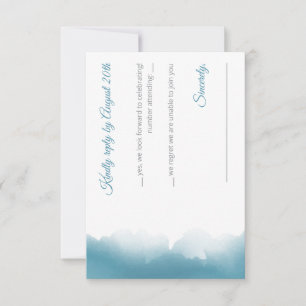Antwoordkaart met waterverf en blauwe luchten RSVP kaartje