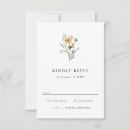 Antwoordkaart met wilde bloemen RSVP kaartje
