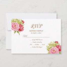 Antwoordkaart Pioenrozen en Hortensia's RSVP Kaartje