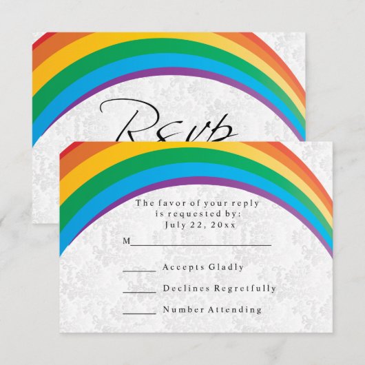 Antwoordkaart Regenboog Huwelijk Gay Trouwen Kaart (Voorkant / Achterkant)