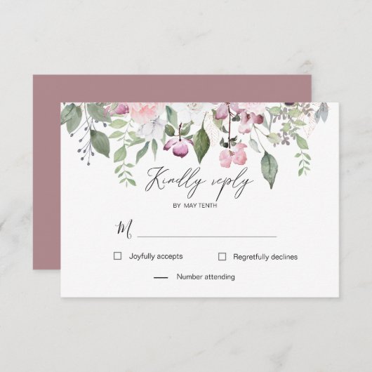 Antwoordkaart Rose Garden elegante bloem RSVP (Voorkant / Achterkant)