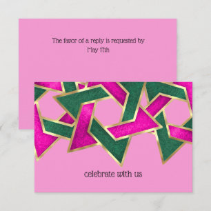 Antwoordkaart Roze Groene Davidster Kaart