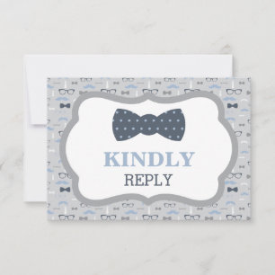 Antwoordkaart, RSVP-Kaart, Bow Stropdas, Blauw, Gr RSVP Kaartje