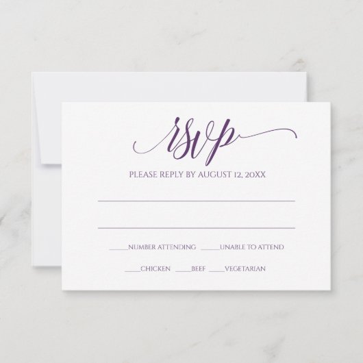 Antwoordkaart RSVP | Luxe Calligraphy (Pruim) Kaart (Voorkant)
