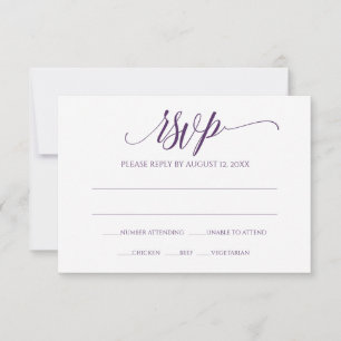 Antwoordkaart RSVP   Luxe kalligrafie (Pruim) Kaart