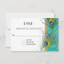Antwoordkaart RSVP Pauwveren Art Deco Stijl Kaartje