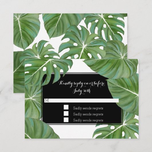 Antwoordkaart RSVP Tropisch blad Loof Foliage (Voorkant / Achterkant)