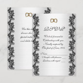 Antwoordkaart RSVP zwart en wit Kaartje (Voorkant / Achterkant)