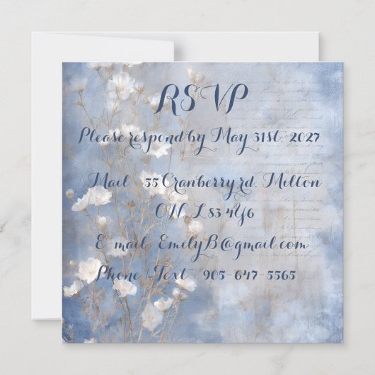 Antwoordkaart Rustic Blue Magnetische Uitnodiging (Voorkant)