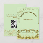 Antwoordkaart Trouwfeest met Bloemmotief RSVP Kaartje (Voorkant / Achterkant)