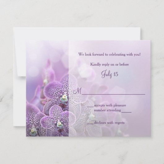 Antwoordkaart trouwkaart Paarse Orchidee RSVP Kaartje (Voorkant)