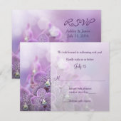 Antwoordkaart trouwkaart Paarse Orchidee RSVP Kaartje (Voorkant / Achterkant)