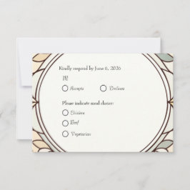 Antwoordkaart van gebrandschilderd glas met maalti RSVP kaartje