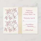 Antwoordkaart van ivoor en roze RSVP kaartje (Achterkant)
