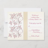 Antwoordkaart van ivoor en roze RSVP kaartje (Achterkant)