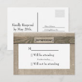 Antwoordkaart van robuuste hout en canvas RSVP kaartje (Voorkant / Achterkant)