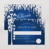 Antwoordkaart voor bruiloft met glanzende lantaarn RSVP kaartje (Voorkant / Achterkant)