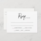 Antwoordkaart voor bruiloft RSVP | Zwart Kaart (Voorkant / Achterkant)
