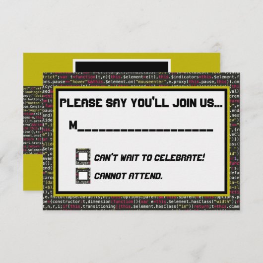 Antwoordkaart voor Coder's Party Kaart (Voorkant / Achterkant)