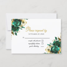 Antwoordkaart voor Emerald and Gold Quinceñera