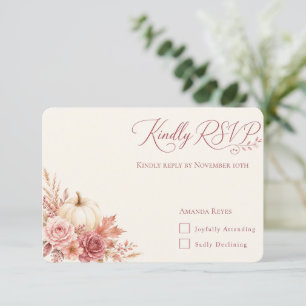 Antwoordkaart voor Falling in Love Fall Bunny Baby RSVP Kaartje