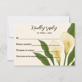 Antwoordkaart voor fluisterende calla's RSVP kaartje