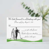 Antwoordkaart voor golf / golfkoppel RSVP (Staand voorkant)