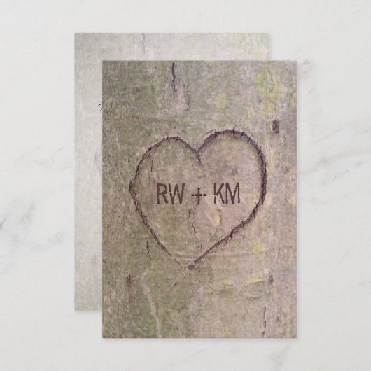 Antwoordkaart voor Heart Carved in Tree RSVP (Voorkant / Achterkant)