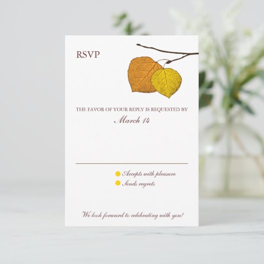 Antwoordkaart voor Herfst Aspen Paar RSVP (Staand voorkant)