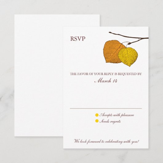 Antwoordkaart voor Herfst Aspen Paar RSVP (Voorkant / Achterkant)