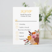 Antwoordkaart voor herfstbloem wit RSVP (Staand voorkant)