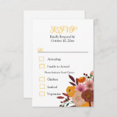 Antwoordkaart voor herfstbloem wit RSVP (Voorkant / Achterkant)