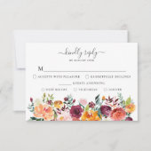 Antwoordkaart voor herfstbloemen met maaltijdkeuze kaart (Voorkant)