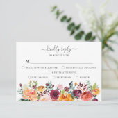 Antwoordkaart voor herfstbloemen met maaltijdkeuze kaart (Staand voorkant)