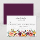 Antwoordkaart voor herfstbloemen met maaltijdkeuze kaart (Voorkant / Achterkant)